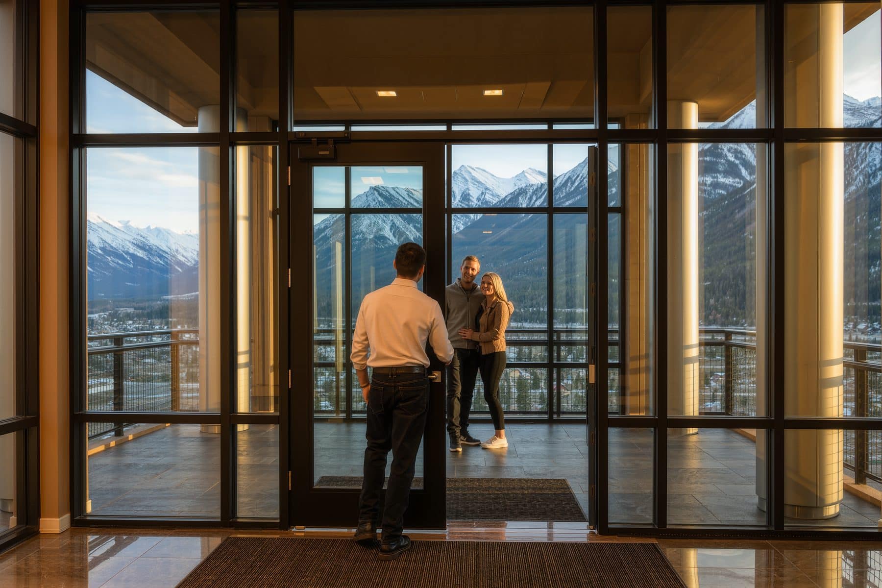 A Canmore buyers agent opening the door on a showing