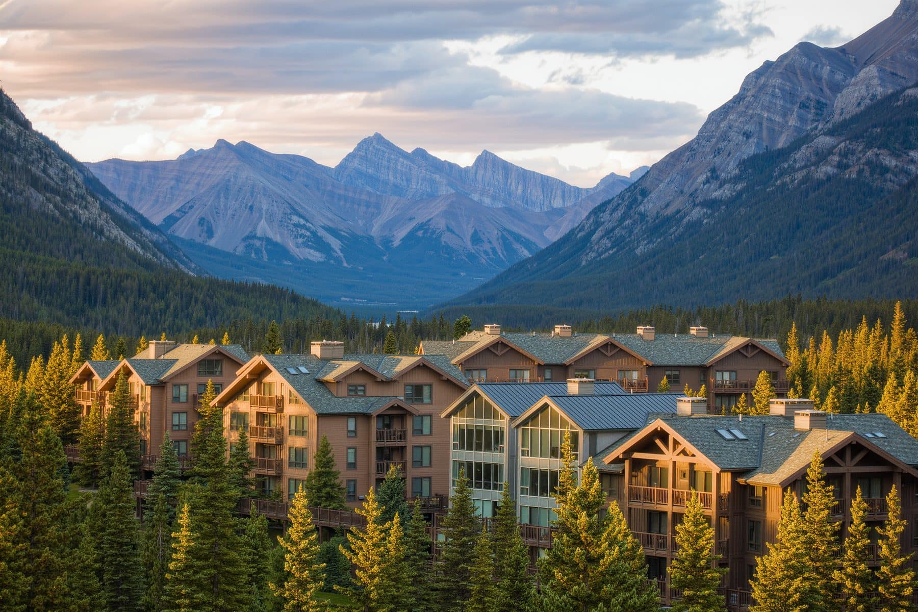 Canmore condo buildings: the town's lodges and condo blocks from above