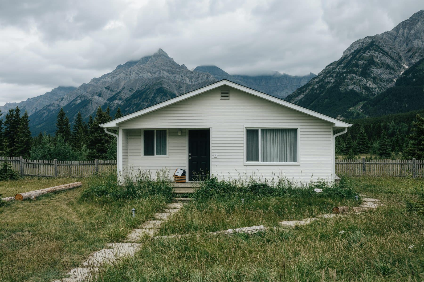 Canmore foreclosures: an empty home with the curtains drawn