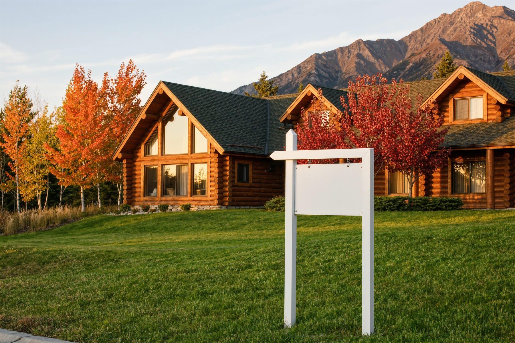 Canmore home sales: a sold sign on a mountain home