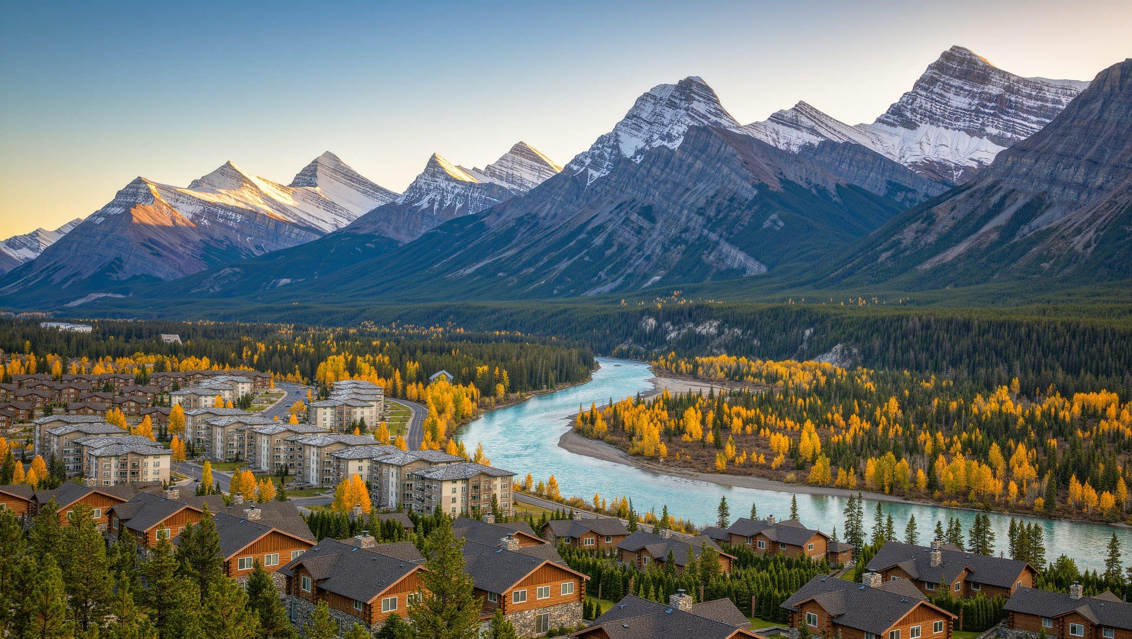 Canmore real estate market update for September 2026: the town from above the valley