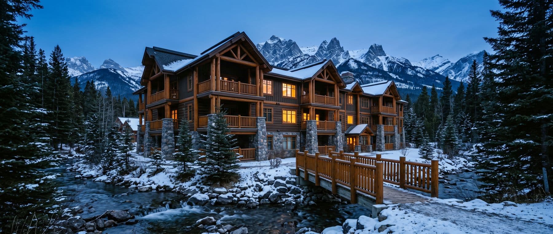 Solara Canmore: a resort-style visitor-accommodation building on Kananaskis Way