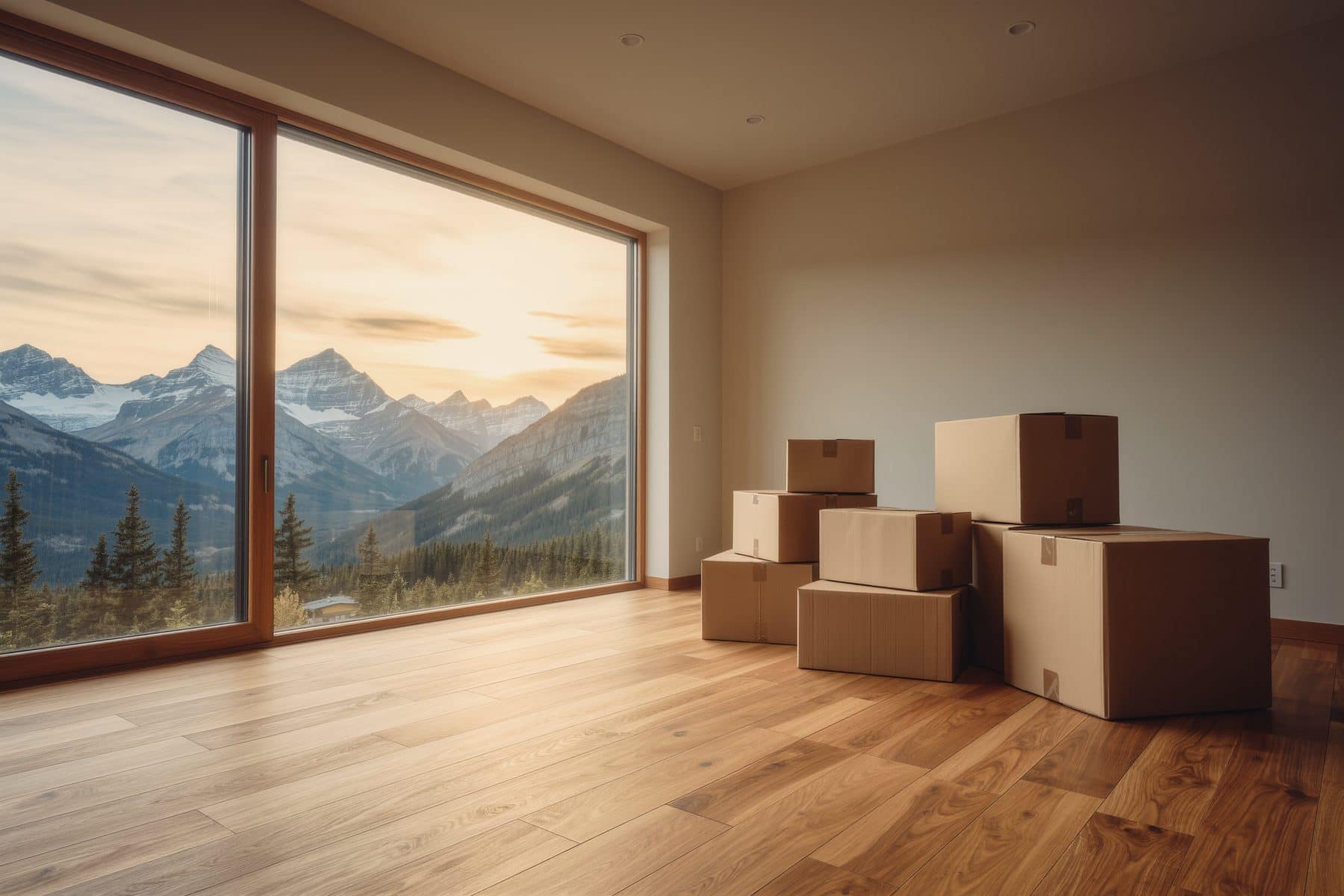 Cost to sell a house in Alberta: the packed-up living room on the way out