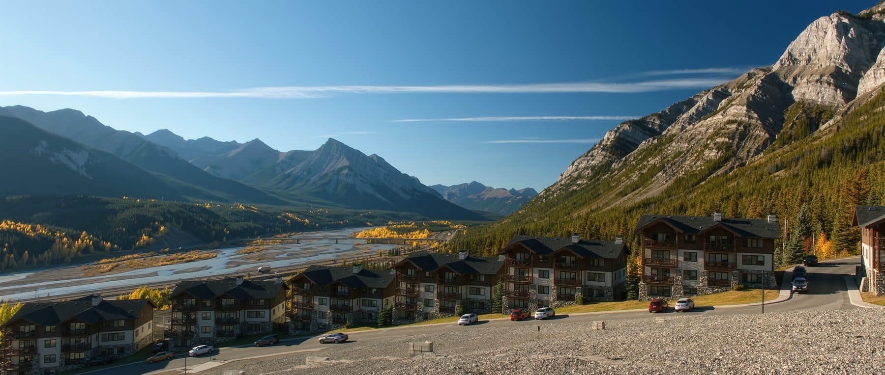 A Dead Man's Flats Airbnb sits in one of the hamlet's resort-style condo buildings below Pigeon Mountain