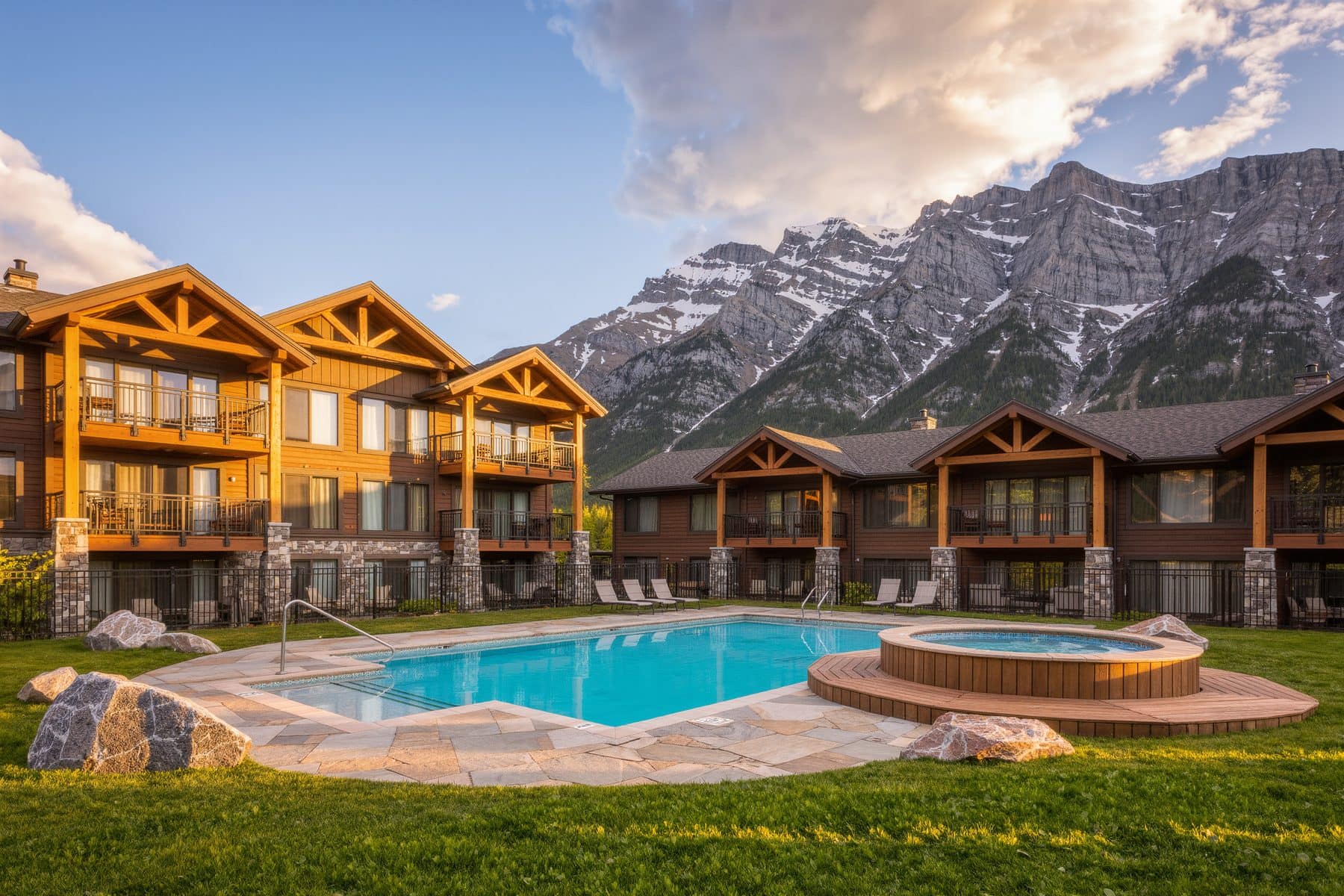Mystic Springs, Canmore: chalet condos around the pool
