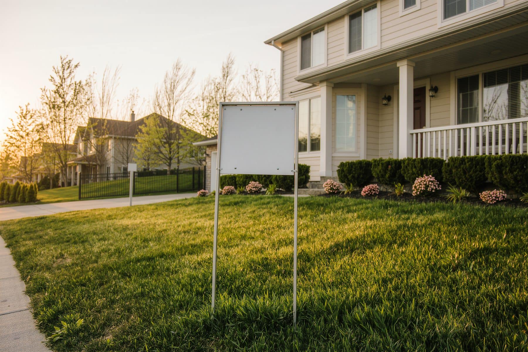 A for-sale sign outside an Alberta home, illustrating the selling in Canmore questions sellers ask first