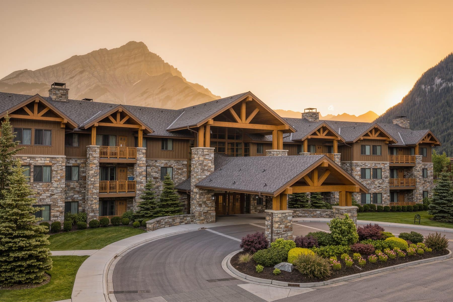 Solara, Canmore: the resort building and its spa entrance