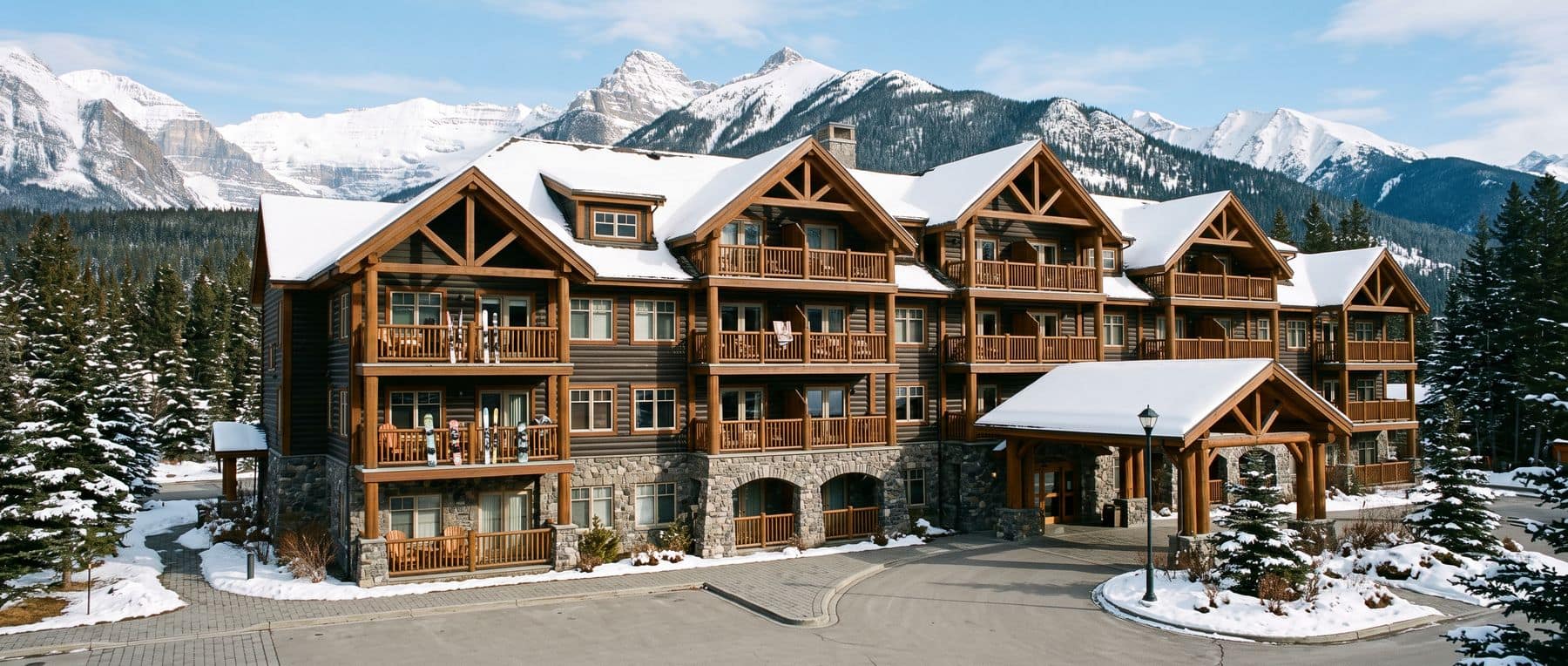 What is a tourist home in Canmore: a lodge-style building of nightly-rental units with deep balconies
